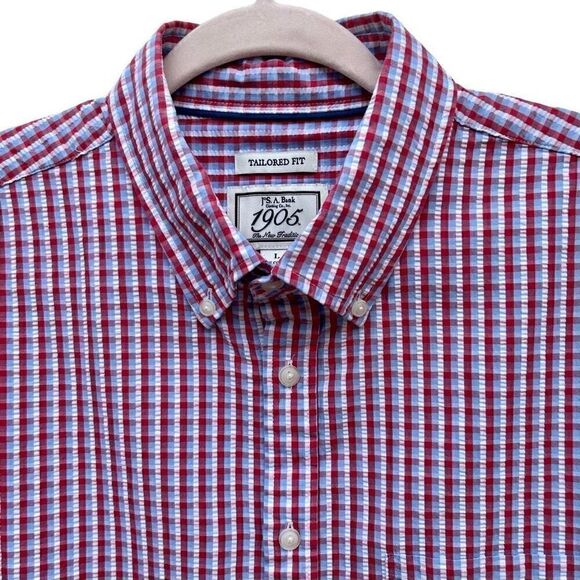 Jos. A. Bank 1905 Buttons Down Shirt Men's Multi Red Large Plaid Checkered NWOT - Picture 4 of 12